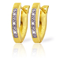 14K. SOLID GOLD OVAL HUGGIE EARRING WITH DIAMONDS