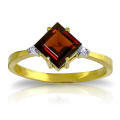 14K. SOLID GOLD RING WITH NATURAL DIAMONDS & GARNET