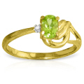 14K. SOLID GOLD RING WITH NATURAL DIAMOND & PERIDOT