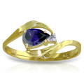 14K. SOLID GOLD RING WITH NATURAL DIAMOND & SAPPHIRE