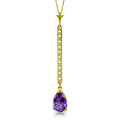 14K. SOLID GOLD NECKLACE WITH DIAMONDS & AMETHYST