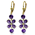 14K. SOLID GOLD CHANDELIERS EARRING WITH AMETHYSTS