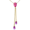 14K. SOLID GOLD NECKLACE WITH PINK TOPAZ