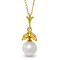 14K. SOLID GOLD NECKLACE WITH NATURAL PEARL & CITRINE