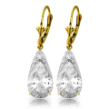 14K. GOLD LEVERBACK EARRING WITH NATURAL WHITE TOPAZ
