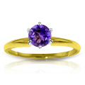 14K. SOLID GOLD SOLITAIRE RING WITH NATURAL AMETHYST