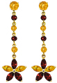 14K. GOLD CHANDELIERS EARRINGS WITH CITRINES & GARNETS