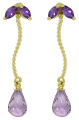 14K. GOLD CHANDELIERS EARRING WITH NATURAL AMETHYSTS