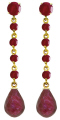 14K. GOLD CHANDELIERS EARRINGS WITH NATURAL RUBIES