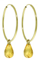 14K. SOLID GOLD HOOP EARRINGS WITH NATURAL CITRINES