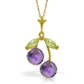 14K. SOLID GOLD NECKLACE WITH AMETHYSTS & PERIDOTS