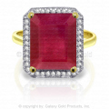 14K. SOLID GOLD RING WITH NATURAL DIAMONDS & RUBY