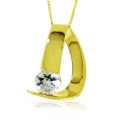 14K. SOLID GOLD MODERN NECKLACE WITH NATURAL AQUAMARINE