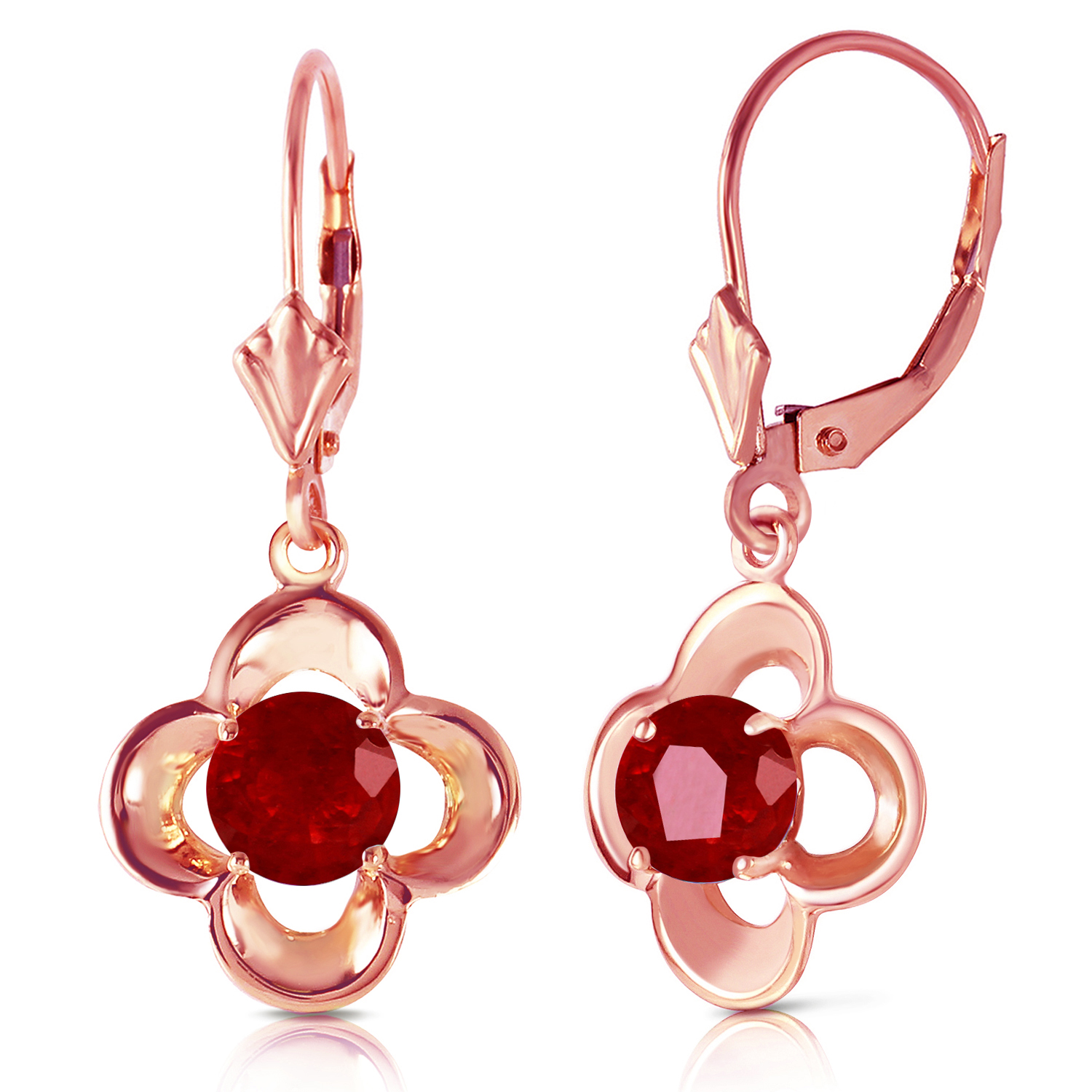 1.1 Carat 14K Solid Rose Gold Ruby Bloom Earrings | eBay