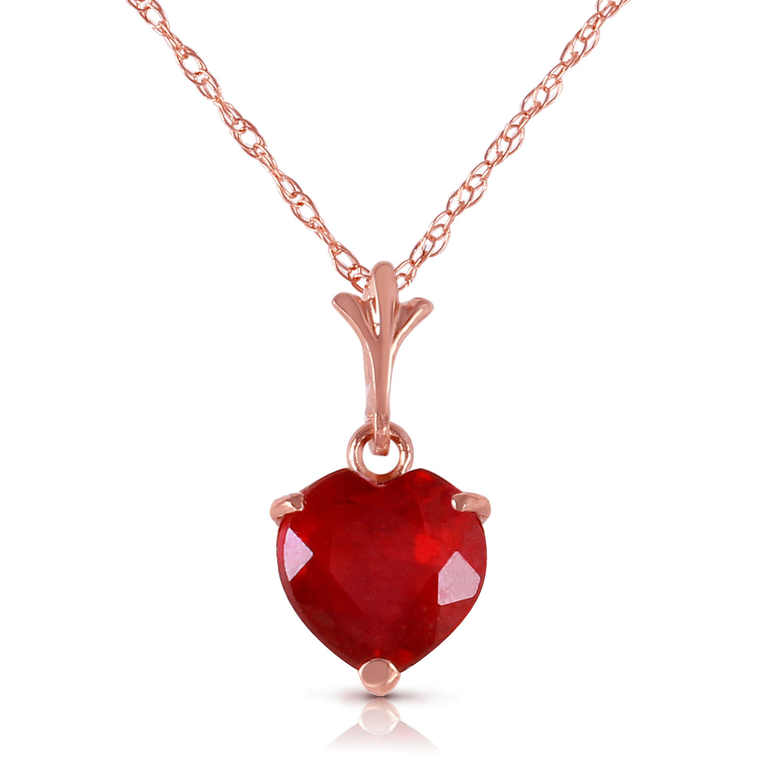1.45 CTW 14K Solid Rose gold fine Necklace 16-24&quot; genuine Heart Ruby | eBay