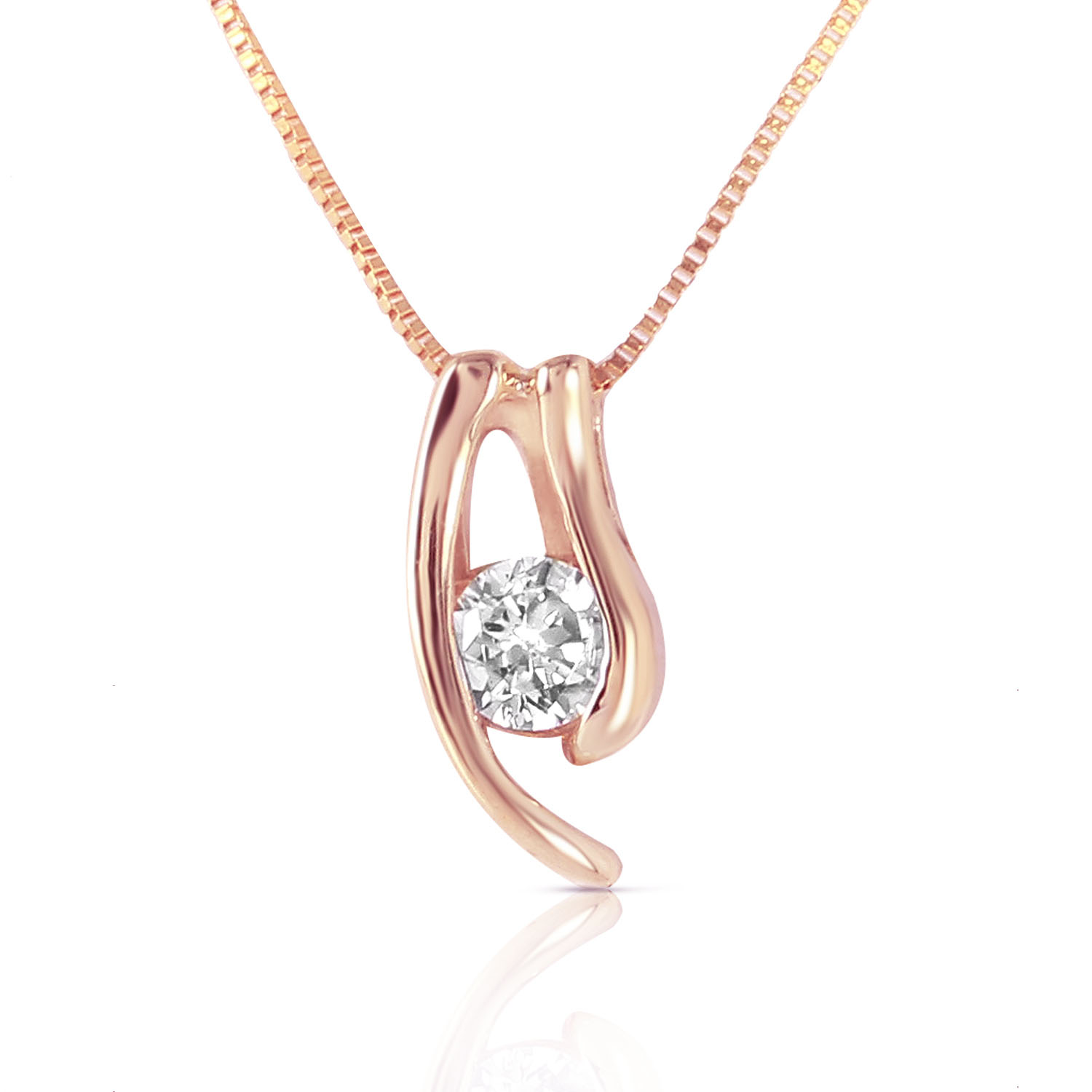14K Solid Rose gold fine Necklace 16-24" wgenuine 0.15 CTW Diamond | eBay